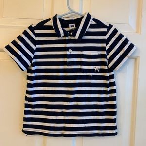 JANIE AND JACK Navy/White Stripe Puppy Polo - 4